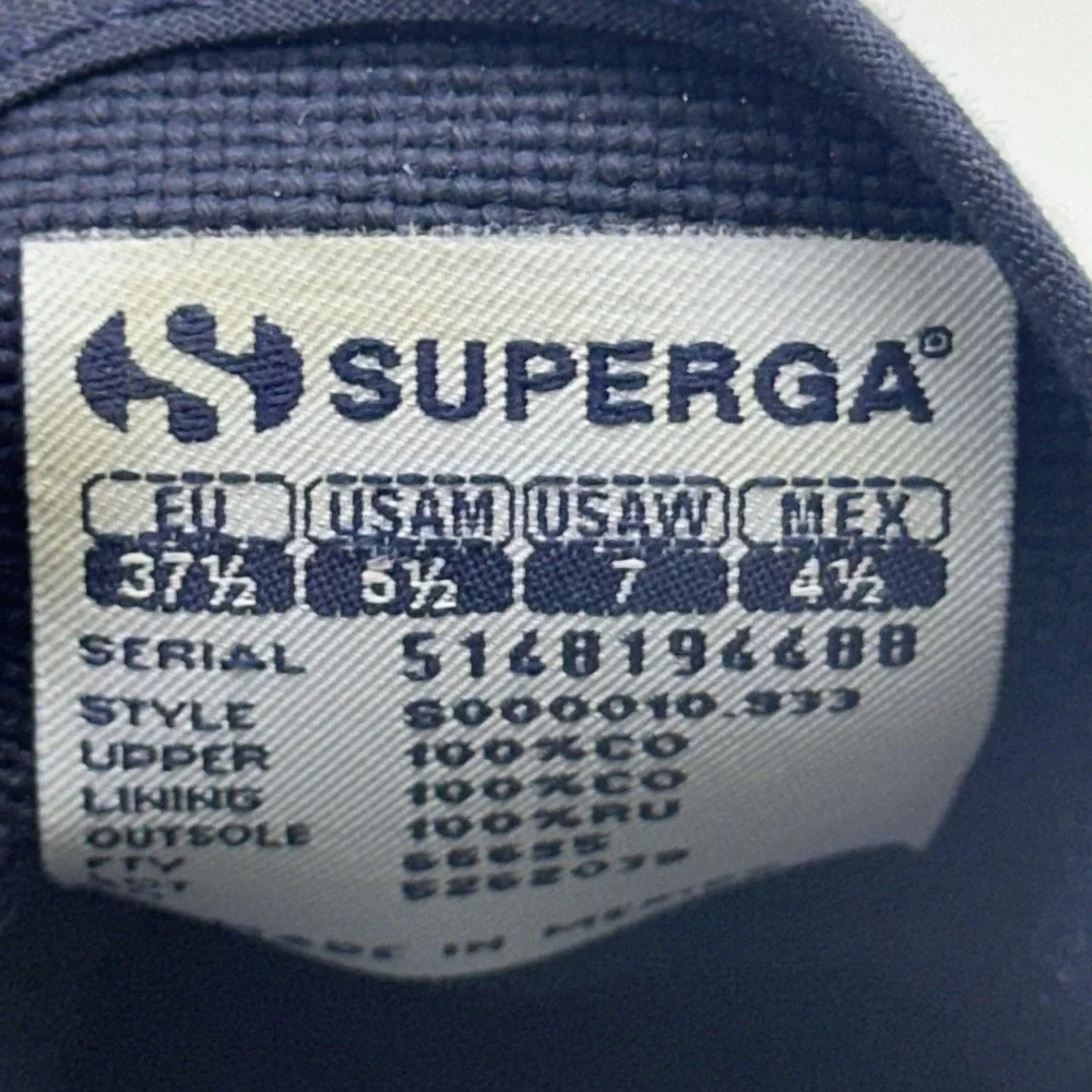Superga 2750‎ Cotu Classic Navy Blue Canvas Sneakers Men 5.5 Women 7 EU 37.5